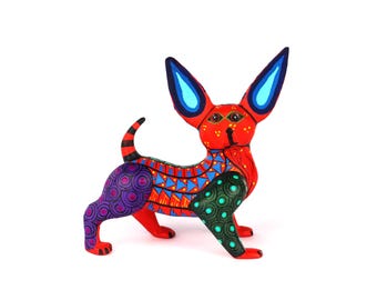 Oaxaca Wood Carving Alebrije Chihuahua Dog by Juventino Melchor Mexican Folk Art Oaxaca Mexico