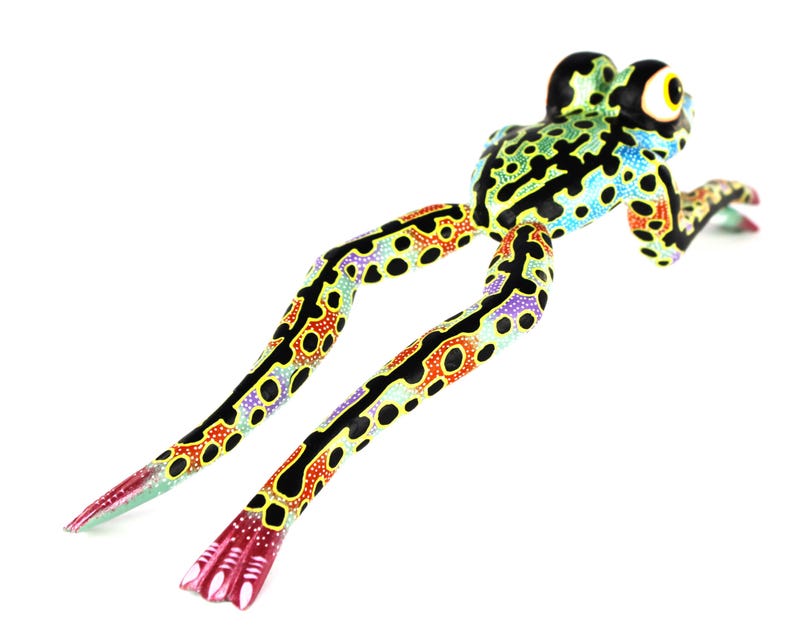 Oaxacan Wood Carving Leaping Frog Alebrije by David Adrian Blas Mexican Folk Art Oaxaca Mexico image 6