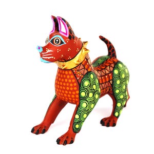 Oaxacan Wood Carving Boxer Dog With Collar Alebrije Mexican Folk Art Oaxaca Mexico