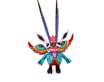 メキシコの民芸品、オアハカの木彫りアレブリヘ、手作り、馬、ルイス