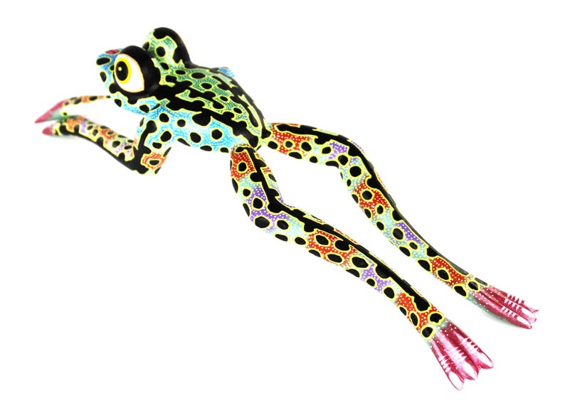 Oaxacan Wood Carving Leaping Frog Alebrije by David Adrian Blas Mexican Folk Art Oaxaca Mexico image 8