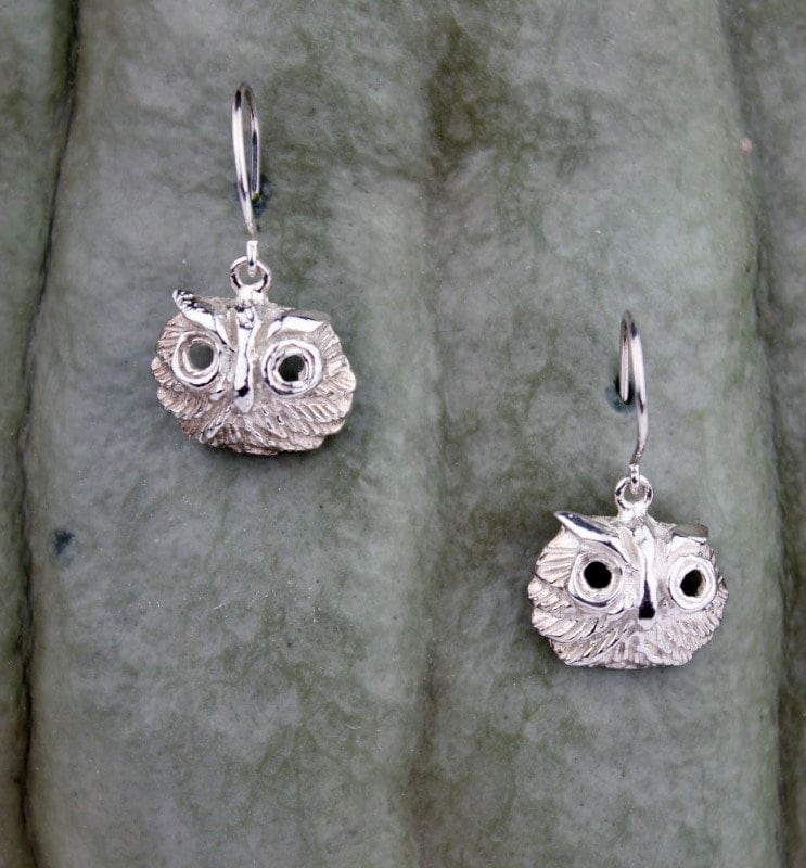 Taxco Sterling Silver Dangling Owls Earrings by Citlal Castillo