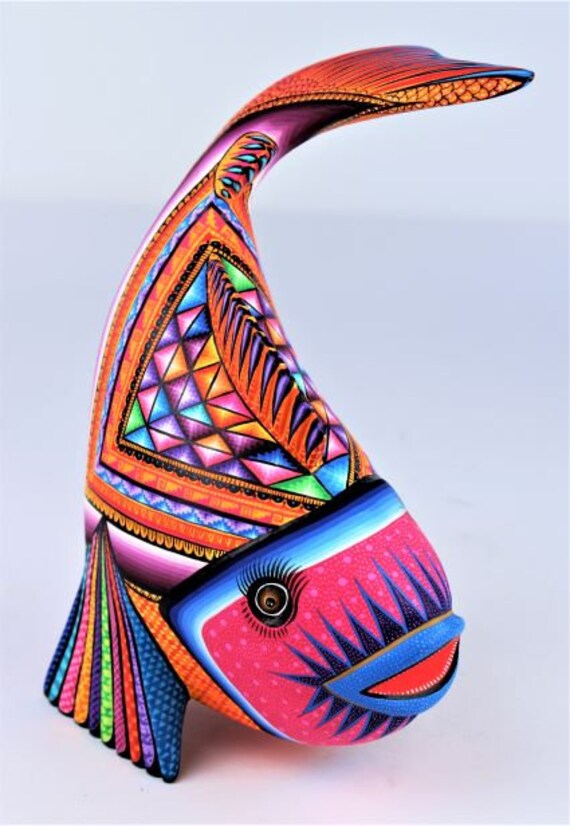 Art & Collectibles Colorful Oaxacan Wood Carving Mexican Folk Art Fish ...