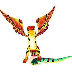 Oaxacan Wood Carving Bird Of Prey Eagle With Snake Alebrije by Fidel Blas Mexican Folk Art Oaxaca Mexico
