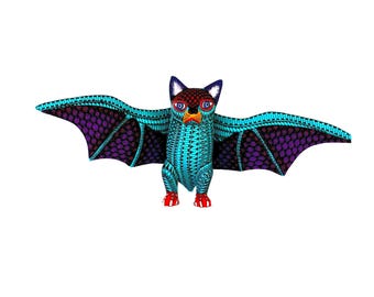 Oaxacan Wood Carving Murcielago Bat by Lauro Ramirez Oaxaca Mexican Folk Art Alebrije Mexico