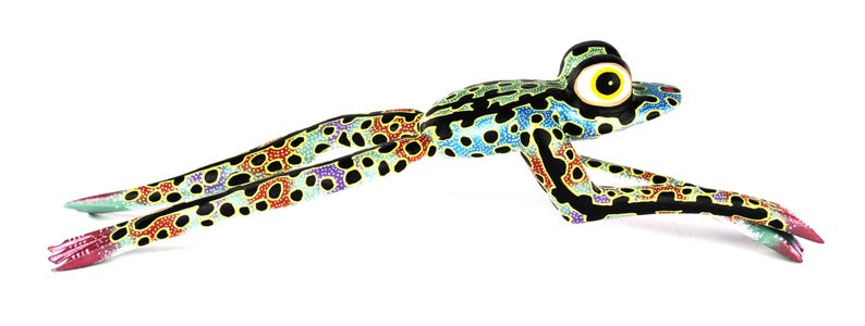 Oaxacan Wood Carving Leaping Frog Alebrije by David Adrian Blas Mexican Folk Art Oaxaca Mexico image 4