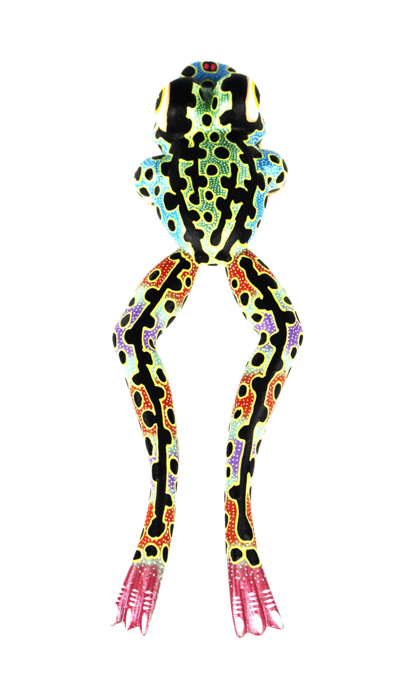 Oaxacan Wood Carving Leaping Frog Alebrije by David Adrian Blas Mexican Folk Art Oaxaca Mexico image 7
