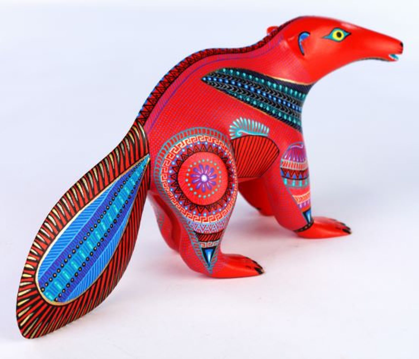Red Anteater Ant Eater Oaxacan Wood Carving Alebrije by Rene Etsy