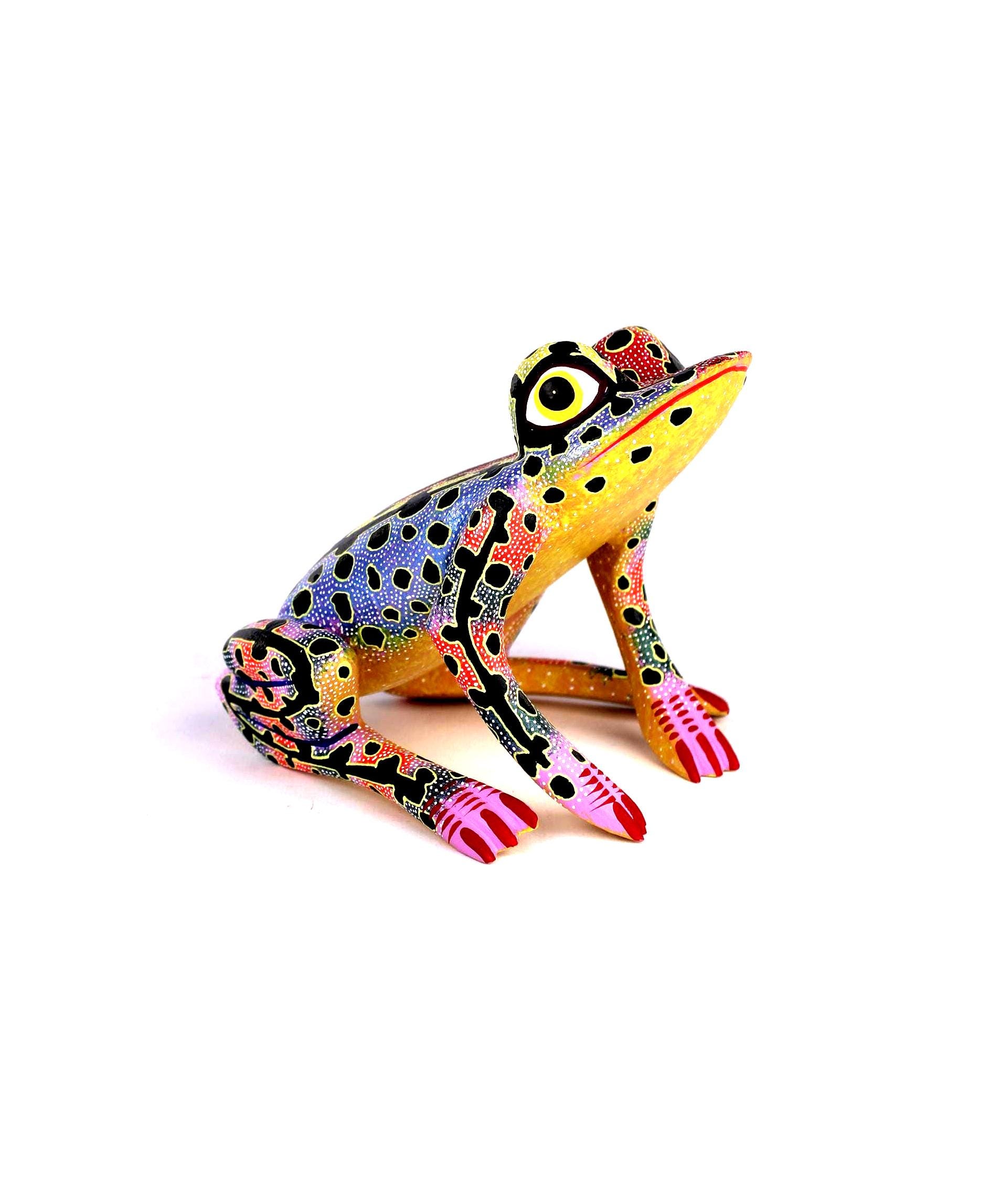 Oaxacan Wood Carving Sitting Frog Alebrije by David Blas Mexican Folk Art Mexico Oaxaca