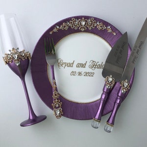 Set of 5: flute plate fork cake set Mis años gift quinceanera flutes quinceanera glasses quinceanera gift Sweet 16 gift Anniversary Gift