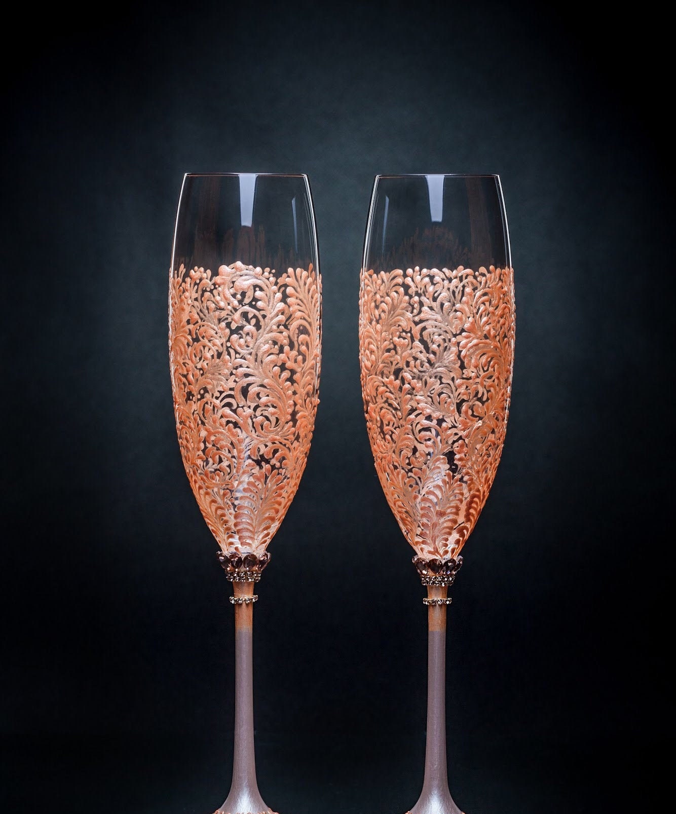 Rose gold wedding best sale flutes