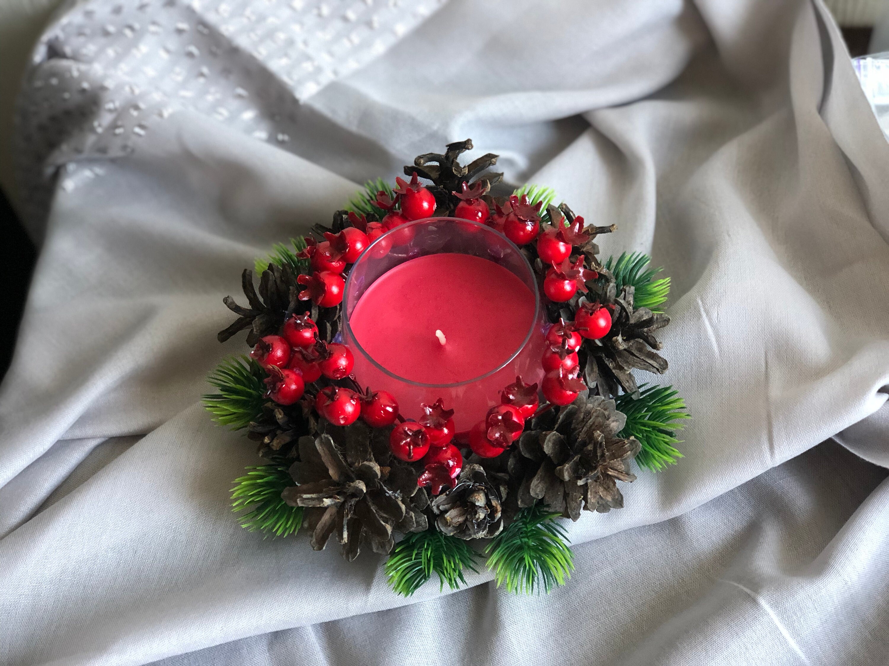 Christmas Candle Christmas Table Decor Christmas Candle Ring  Etsy