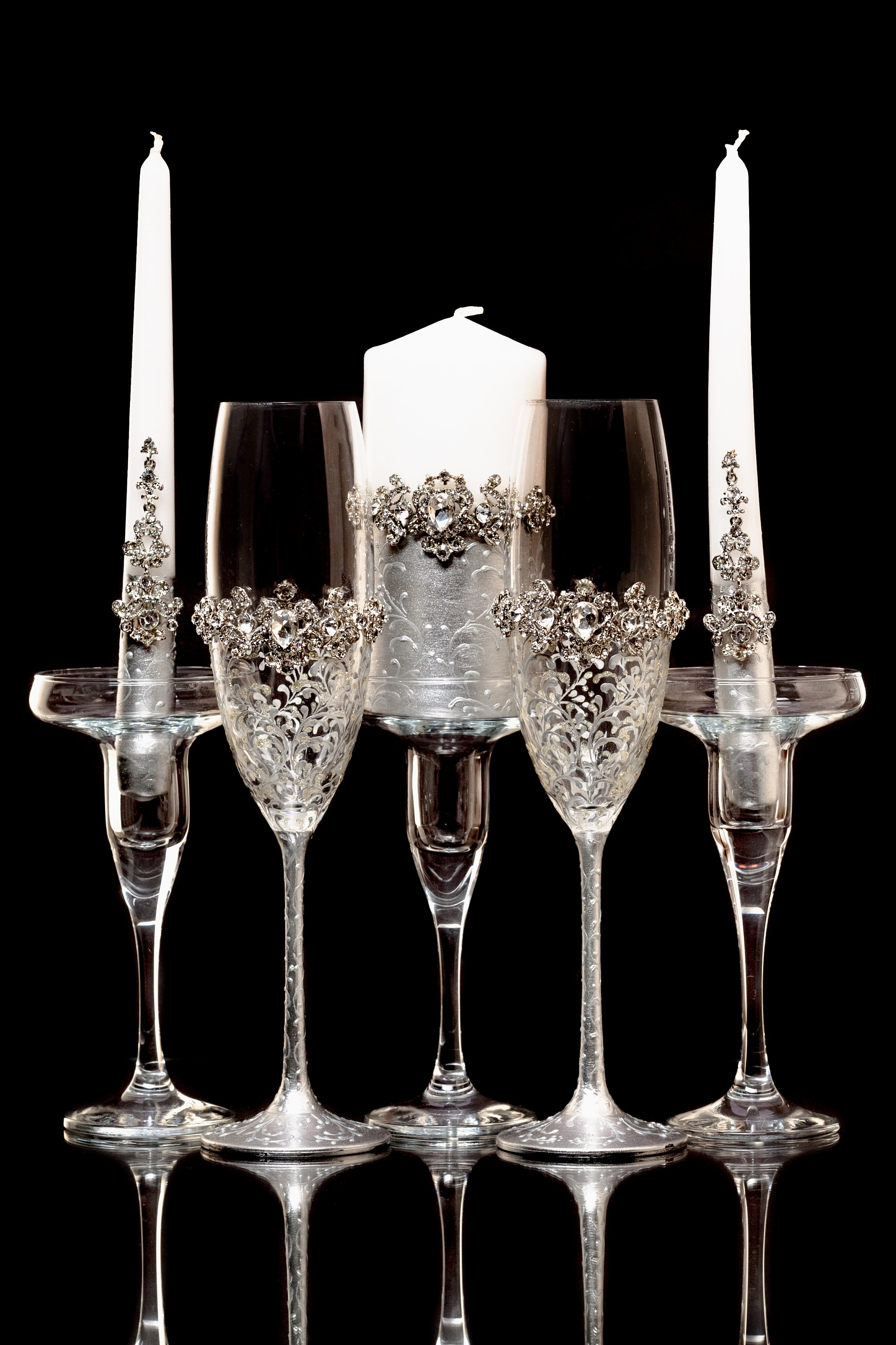 3 Gold Unity Candle Holder Set Golden Wedding Gold Unity Etsy