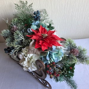 Bauernhaus Weihnachten Tisch Herzstück Schlitten Weihnachten Oma Geschenk Weihnachten Dekor Weihnachten Arrangements Weihnachten rustikale Herzstück