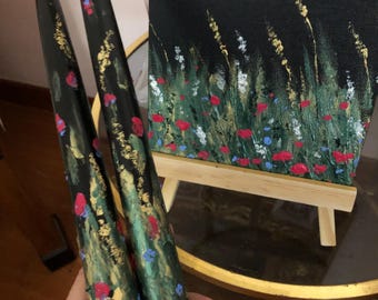 Dark botanical taper candles Halloween Decorations Hand painted gift