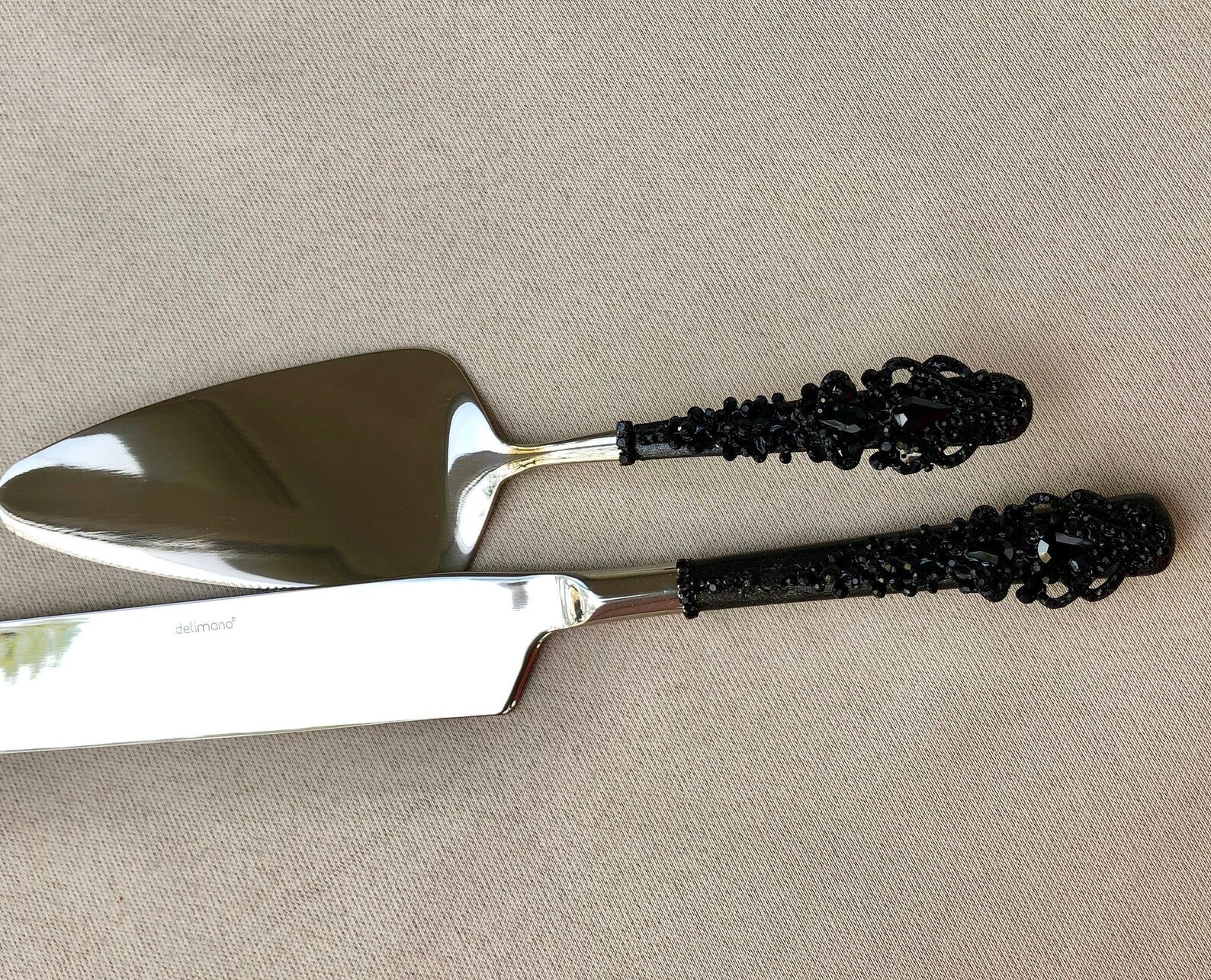 Black Cake Server and Knife Black Wedding Cake Cutting Set Etsy