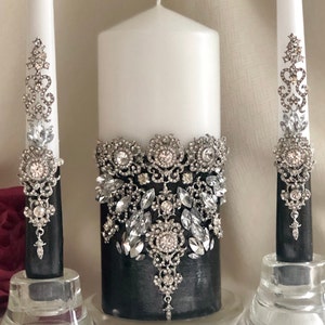 Black Wedding Candle Set Black Unity Candles Black Candles Halloween Wedding Halloween Candle Gothic Candles Halloween Black Table Decor