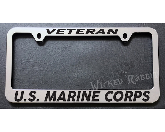 USMC mom proud of my marine Metal Heavy Duty License Plate Frame CHROME//BLACK