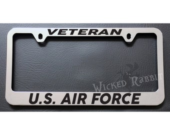 US UNITED STATES AIR FORCE MILITARY License Plate Frame Stainless US UNITED STATES AIR FORCE MILITARY License Plate Frame Stainless