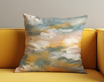 Abstract Cloud Throw Pillow Cover, Watercolor Sky Cushion Case in