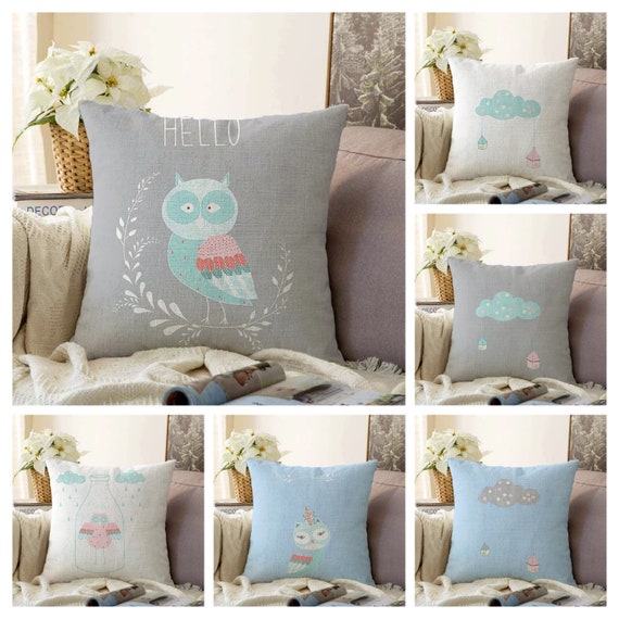 Petit coussin La fille et le hibou - Tapis et coussins Déco kids