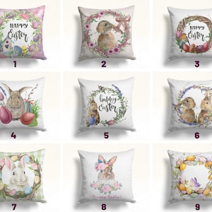 Happy Easter Cushion Cover, Easter Pillow Case, Easter Egg & Colourful Cushion Cover, Easter Cushion Decor, Easter Gift, Spring Decor