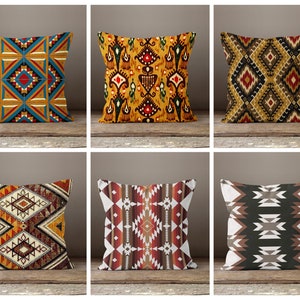 Housse de coussin à imprimé kilim|Taie d&#39;oreiller tapis de ferme|Taie de coussin de salon ethnique|Taie d&#39;oreiller authentique|Cadeau pour elle|Matériau fait main