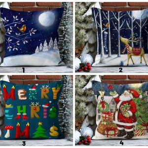 Christmas Winter Cushion Cover/Merry Christmas Pillow Case/Santa Claus Pillow Top/Decorative Winter Trend Pillow Cover/Christmas Gifts Decor