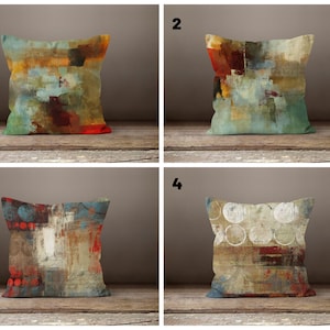 Brush Effect Pillow Cover, Modern Abstract Painting Cushion Case, Colourful Boho Cushion Cover, Housewarming Gift, Bedroom Decor