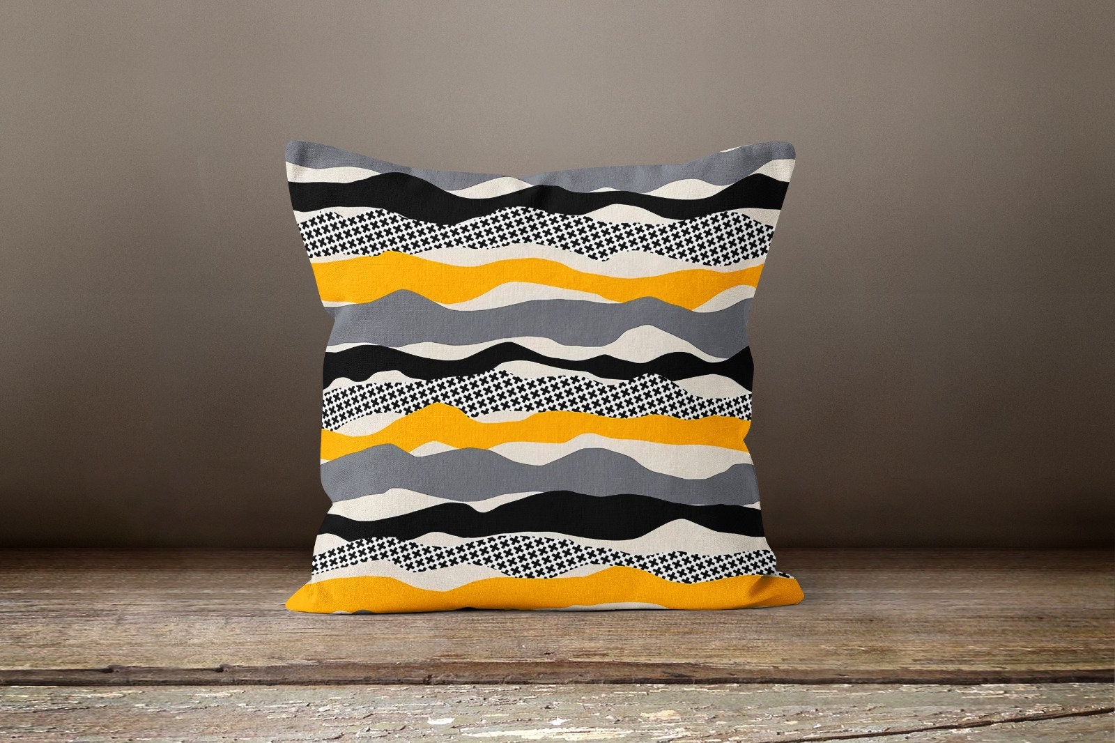 Yellow Grey Cushion Cover|geometric Pillow Case|striped