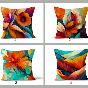 Exotic Flower Cushion Cover, Colourful Modern Floral Pillow Case, Tropical Home Decor, Living Room Sofa Throw Pillow Top, Bedroom Decoration