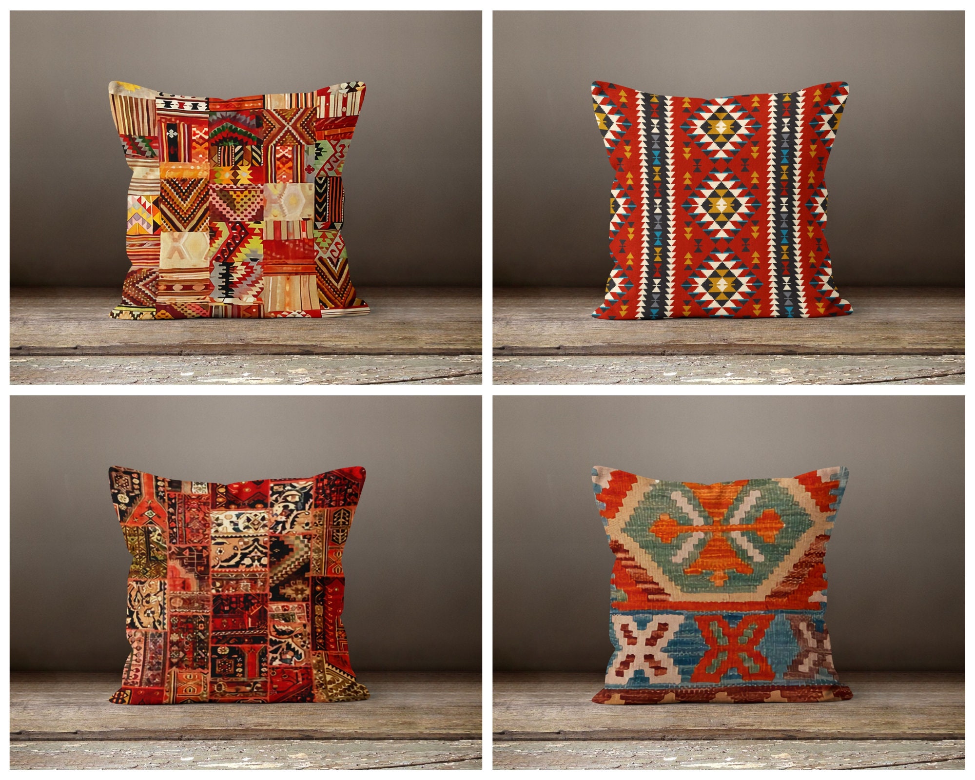 Set Di 2 Federe Per Cuscini Bianche Stile Bohémien, 40x40 Cm, Con Motivo Azteco Geometrico, In Misto Poliestere, Per Divano E Letto