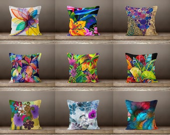 Exotic Cushion cover|Multi color pillow case|Flower living room pillow cover|Floral Cushion Case|Gift for her|Handmade material