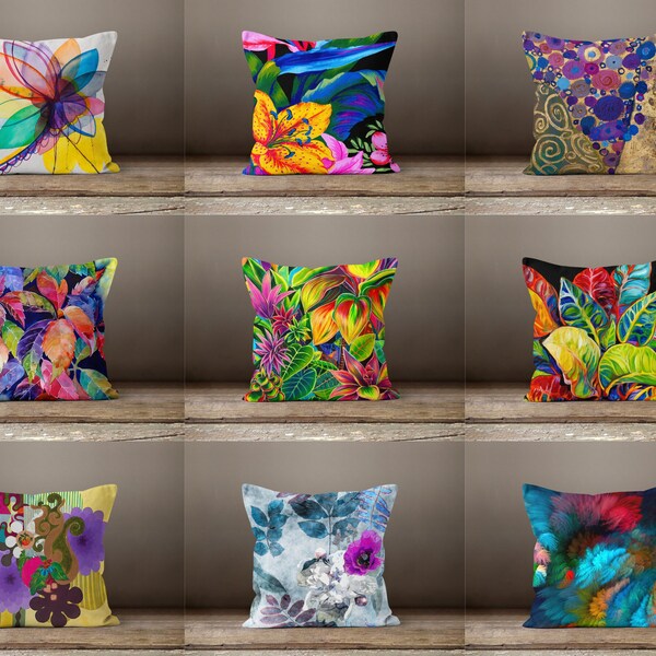 Exotic Cushion cover|Multi color pillow case|Flower living room pillow cover|Floral Cushion Case|Gift for her|Handmade material