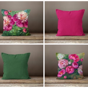 Tapestry Cushion Cover|Pink flower pillow case|Green Cushion case|Home Decor pillow cover|Gift for her cushion|Handmade material