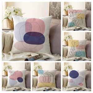 Abstract Geometric Cushion Cover|Mid Century Modern Pillow Case|Minimalist Pillow Cover|Boho Art Colourful Throw Pillow|Housewarming Gift