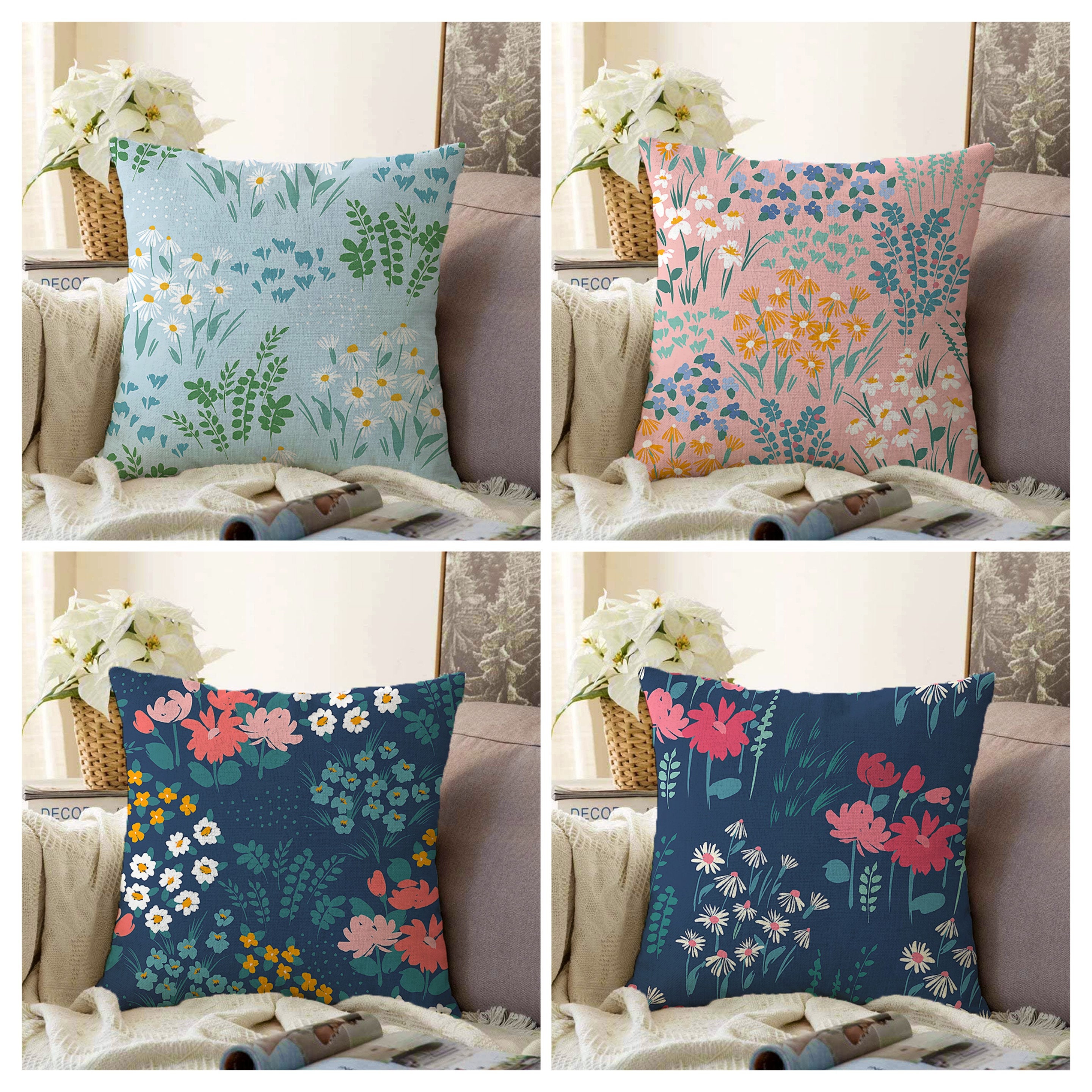 Pink top floral cushions