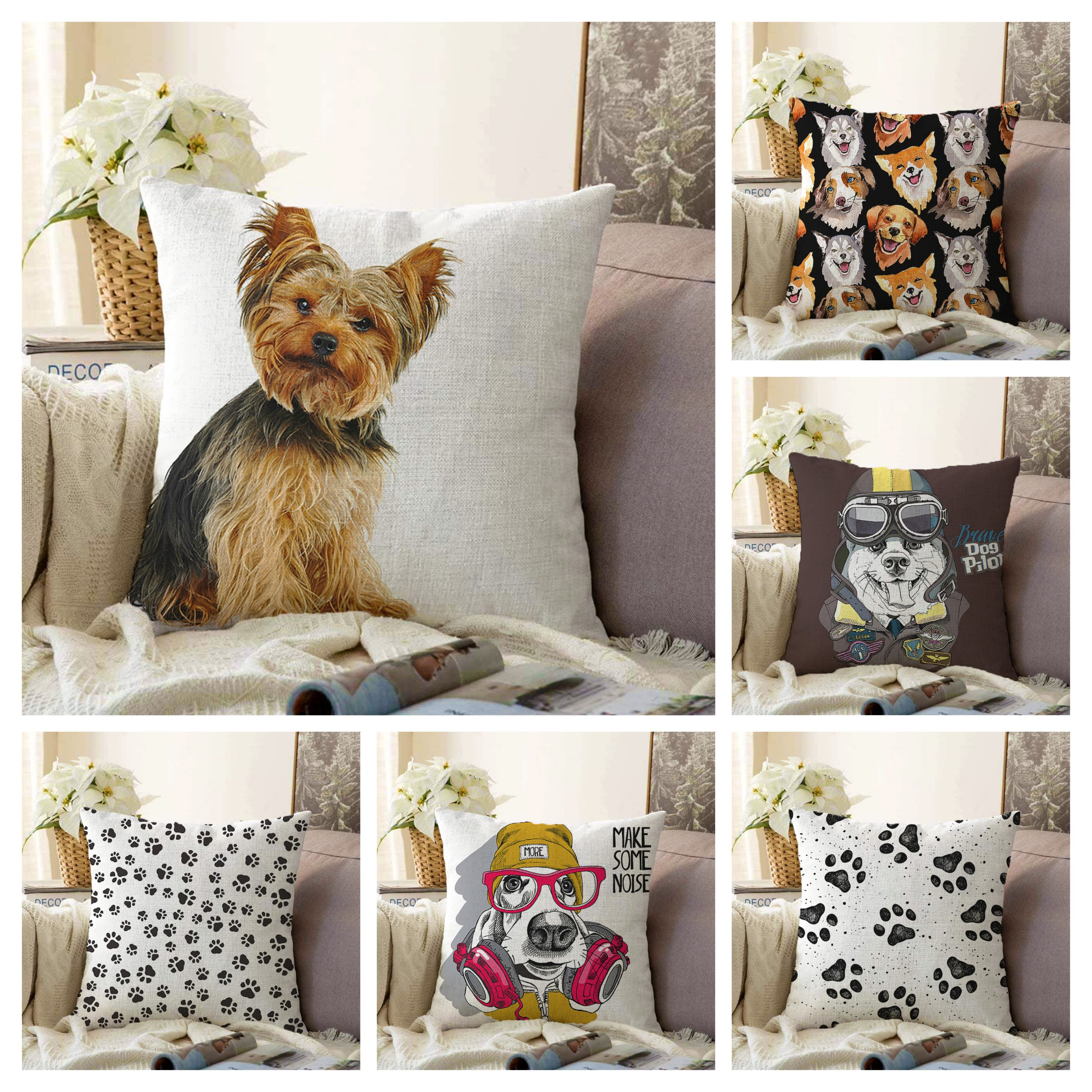 Cushions with dogs on hot sale
