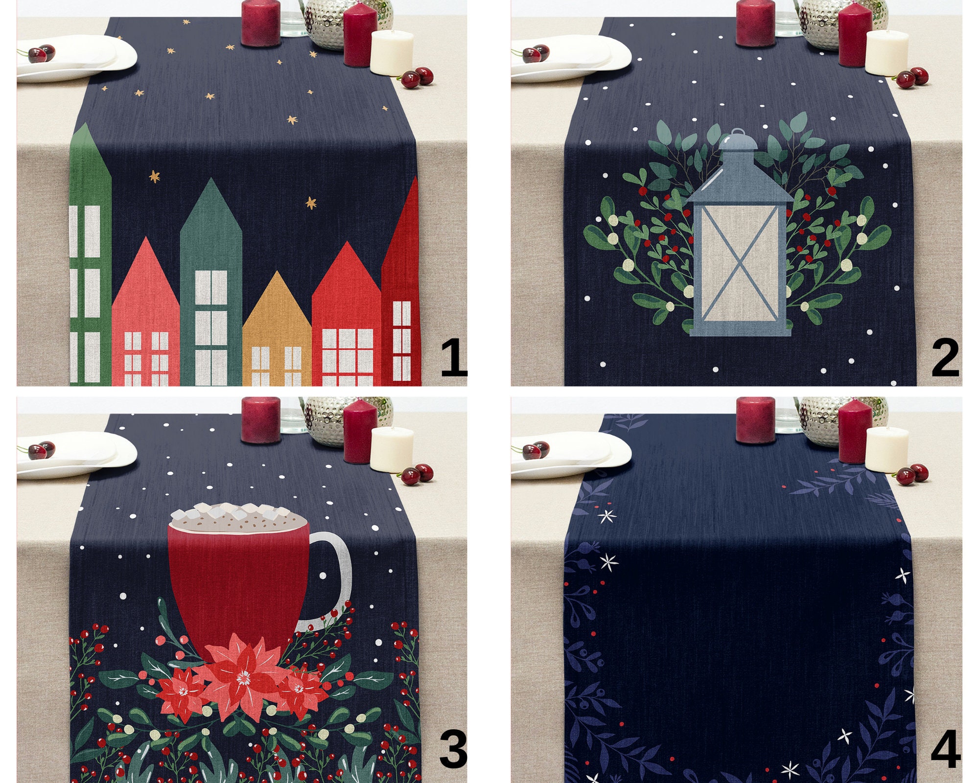 Weihnachtlicher Tischläufer Mit Schneeflocken – 33x122 Cm, Aus Leinen, Wasserdicht & Maschinenwaschbar