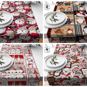 Santa Claus Table Runner/Festive Christmas Table Top/Xmas Table Cloth/Red Christmas Table Decorations /Christmas Table Decor