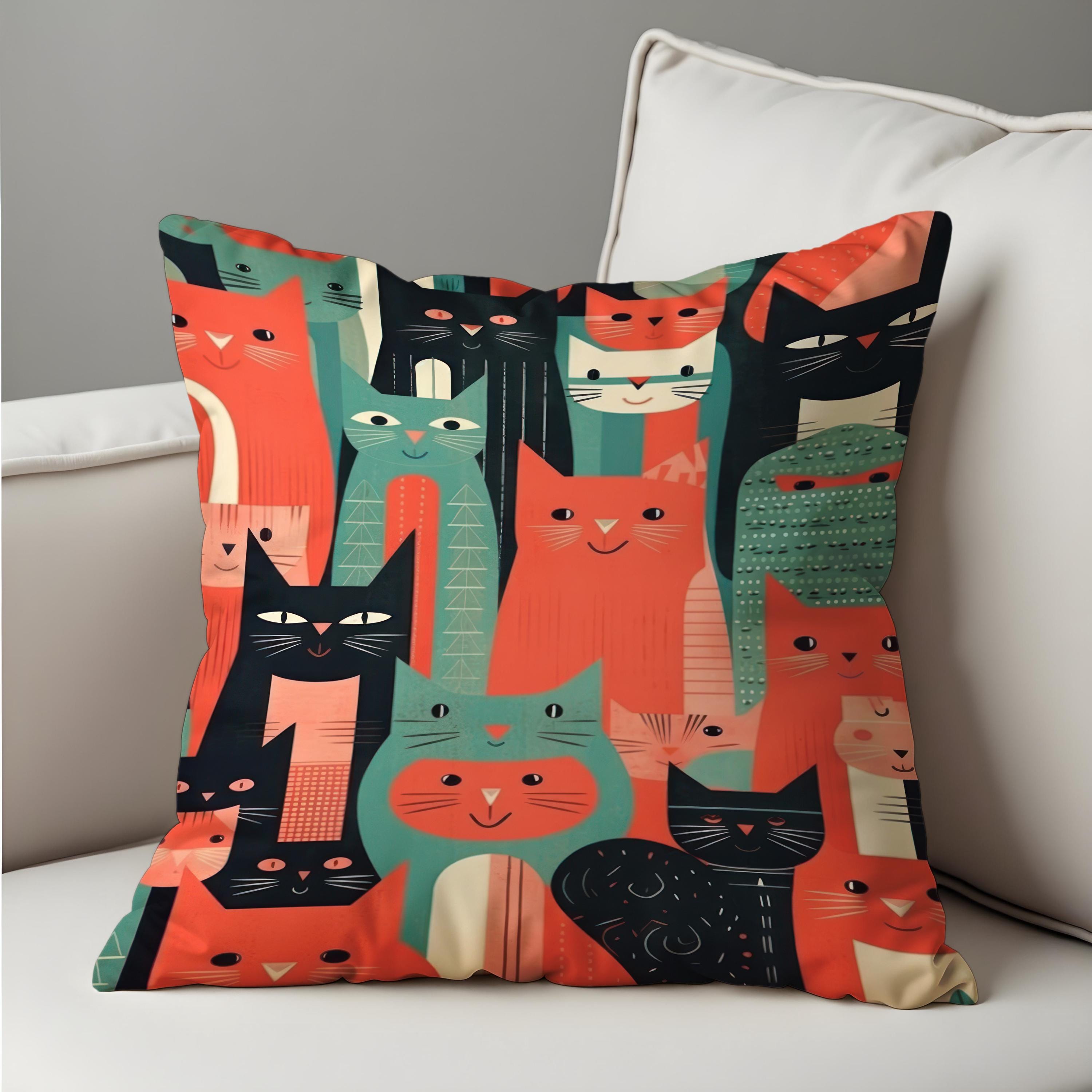 MÄVINN クッションカバー 猫柄 オレンジ 50x50 cm MÄVINN メーヴィン クッションカバー, ネコ模様 オレンジ, 50x50 cm - IKEA