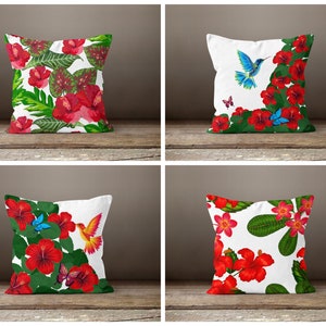 Red Flower cushion cover|Housewarming pillow case|Decorative pillow cover|Living Room pillow cover|Gift for her cushion|Handmade material