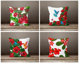 Kussenhoes rode bloem|Housewarming kussensloop|Decoratieve kussensloop|Kussensloop woonkamer|Cadeau voor haar kussen|Handgemaakt materiaal