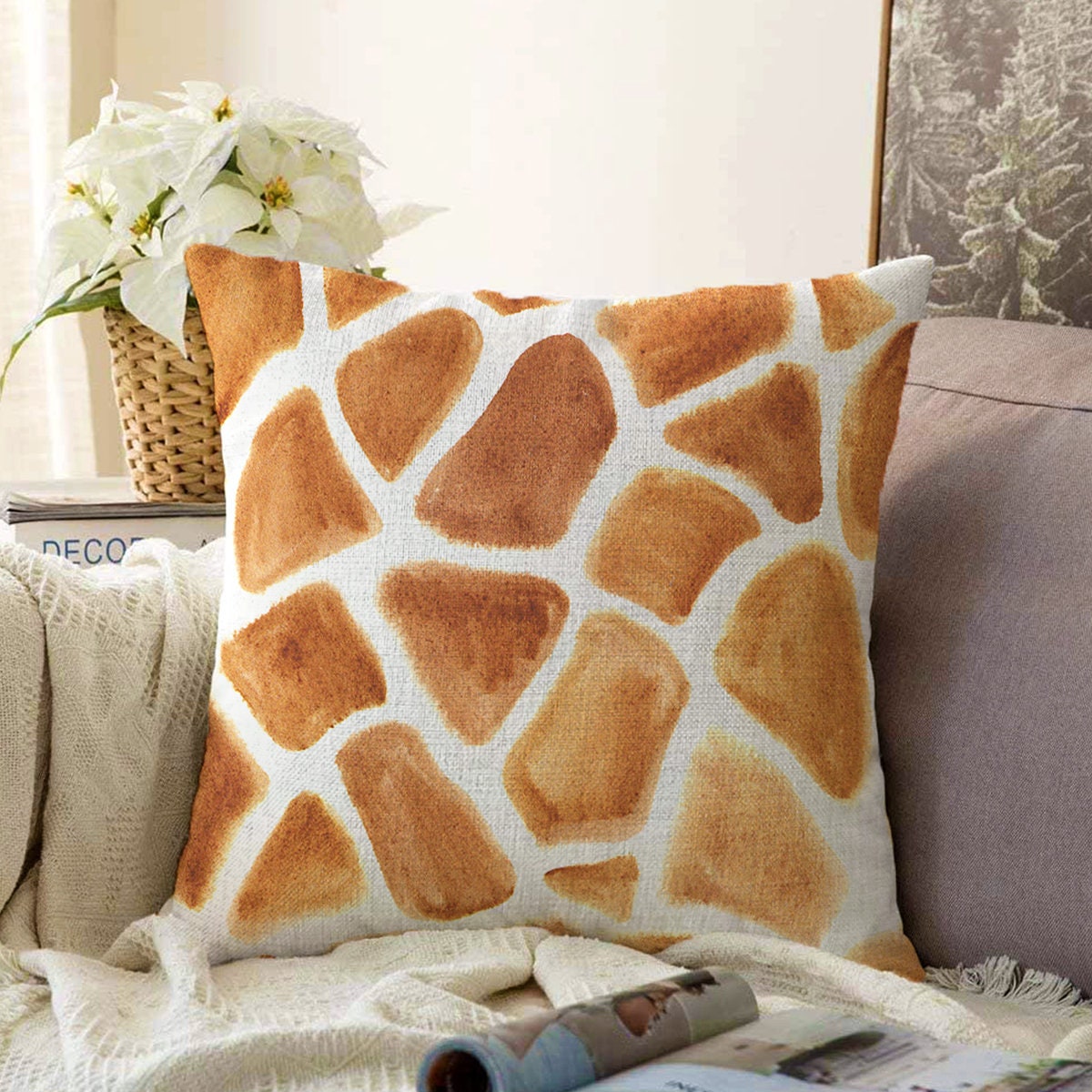  ZUONIU - Funda de almohada de 90 grados, diseño de jirafa  floral : Hogar y Cocina