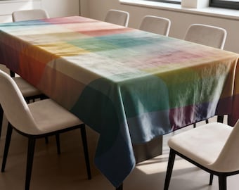 Flerfärgad duk, modernt lapptäcke för matbord, rektangulärt kökslinne, modern heminredning