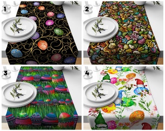 Easter Table Runner, Eggs Table Cloth, Easter Decoration Table Decor, Spring Table Decor, Gift For Her, Happy Easter Gift