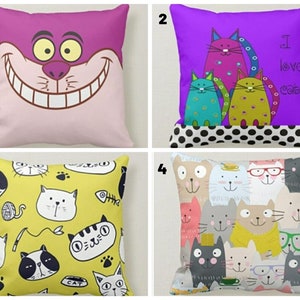 Funda de cojín con diseño de gato, funda de almohada con gatito, funda de almohada con ilustración de gatos de colores, funda de cojín con estampado digital de gatos, cojines decorativos de gatos