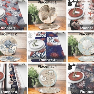 Seashell placemat table runner|Seahorse table mat|Nautical table top|Anchor Table Cloth|Coral table decorations|Coaster design dining table