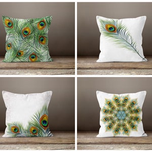 Peacock cushion cover|Feather pillow case|Decorative pillow case|Living Room pillow cover|Gift for her cushion|Handmade material