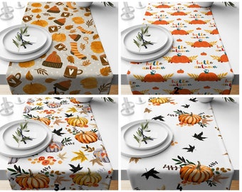 Halloween Table Runner/Autumn Themed Pumpkin Home Decor/Fall Trend Table Runner/Housewarming Pumpkin Table Runner/Kitchen Table Runner
